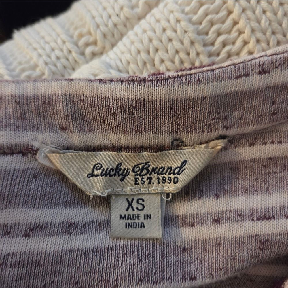 ✨LUCKY BRAND✨ Striped Moto Terry Asymmetrical Zip Jacket - [XS] - Picture 10 of 12